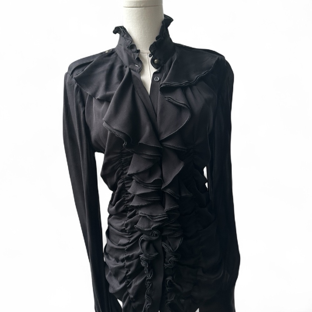 Just Cavalli Black Ruffled Blouse